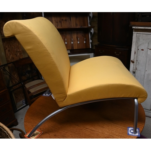 33 - A contemporary yellow fabric (zip cover) tubular alloy framed easy chair