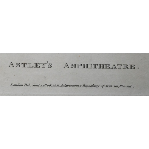 330 - Pictures to include plate 4 Astley's Amphitheatre pub 1808 Ackerman, 24 x 28 cm; museum posters; Ish... 