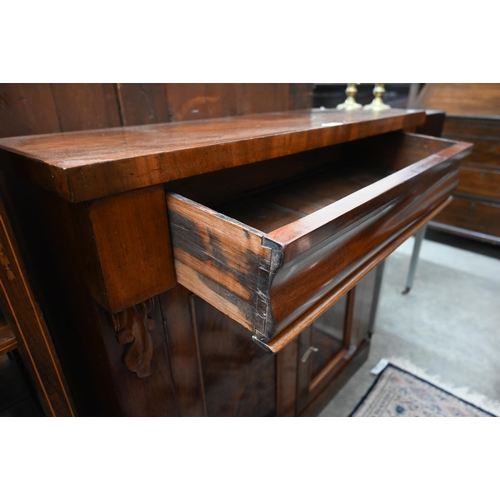 364 - A small Victorian mahogany chiffonier with cushion moulded drawer over panelled cupboards, 88 cm wid... 