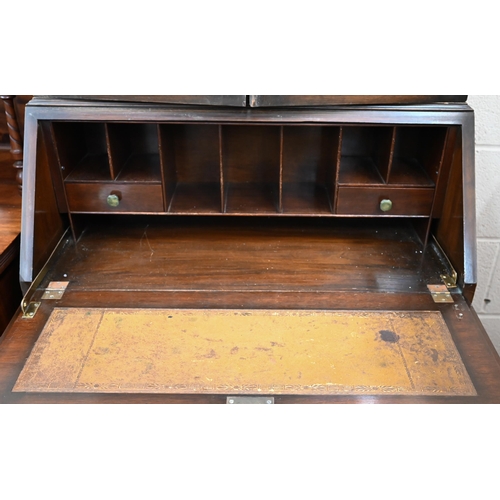 369 - #An Edwardian walnut bureau bookcase 76 cm w x 41 cm d x 205 cm h