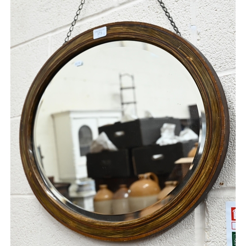 373 - A bevelled oval wall mirror with egg and dart carved mahogany frame 78 cm x 50 cm to/w another bevel... 