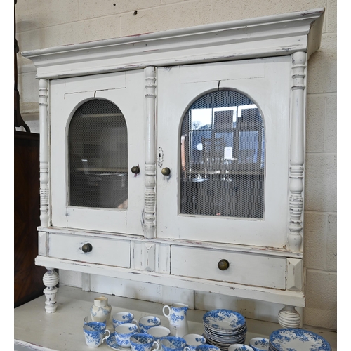 379 - An antique continental painted pine dresser with five drawers 130 cm w x 56 cm d x 200 cm h 