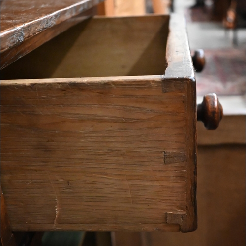 391 - A small early 20th century carved oak dresser, the shallow plate rack with three shelves on a base w... 