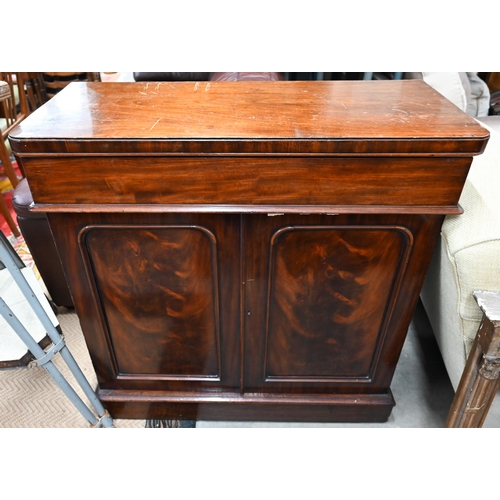 439 - A Victorian mahogany chiffonier with single drawer over panelled cupboards, raised on plinth base 96... 