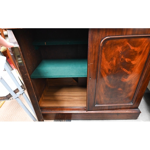 439 - A Victorian mahogany chiffonier with single drawer over panelled cupboards, raised on plinth base 96... 