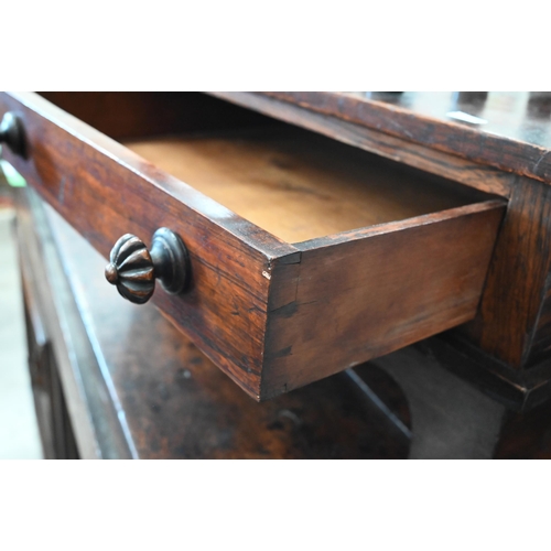 469 - A Victorian and later rosewood Canterbury with lyre ends and drawer on bracket supports, a/f