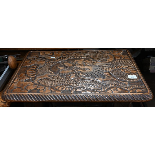 489 - A Liberty style Japanes dragon carved occasional table, 64 x 40 x 70 cm h