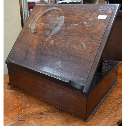 501 - A 19th century rosewood reading stand with adjustable tilt-top above a fitted drawer, 33 cm