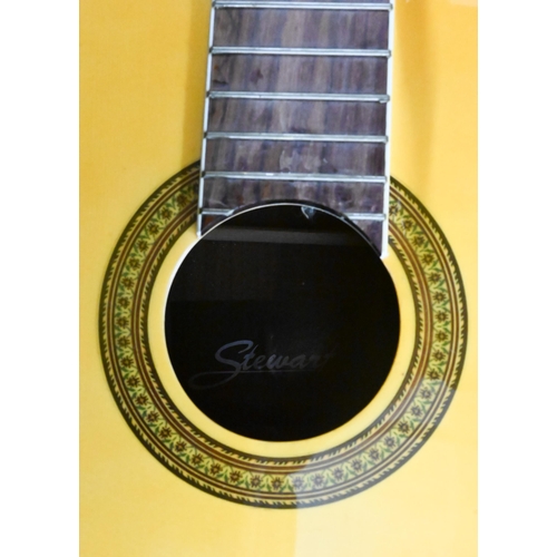 507 - Stewart classical guitar with inlaid decoration c/w carrying case and new set of nylon strings (no s... 