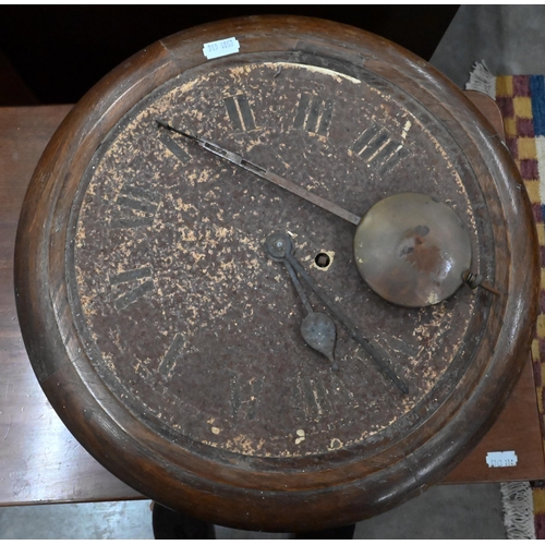 550 - A 1930s grey painted dial clock with eight day fusee movement (Astral, Coventry), 40 cm dia. o/a to/... 