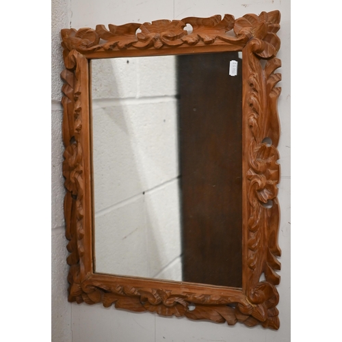 561 - A large rectangular wall mirror in simulated burr walnut frame with gilt beading, 104 x 84 cm to/w s... 