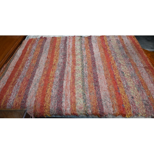 570 - A Turkish Shaggy Chic modern rug, striped design in autumnal hues, 210 x 140 cm