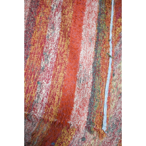 570 - A Turkish Shaggy Chic modern rug, striped design in autumnal hues, 210 x 140 cm