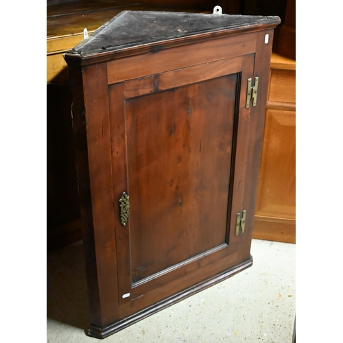 620 - #An antique stained pine hanging corner cabinet