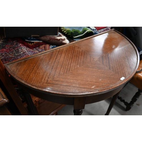 623 - Reproduction demi-lune hall table (A/F) 72 cm w x 38 cm d x 75 cm h 