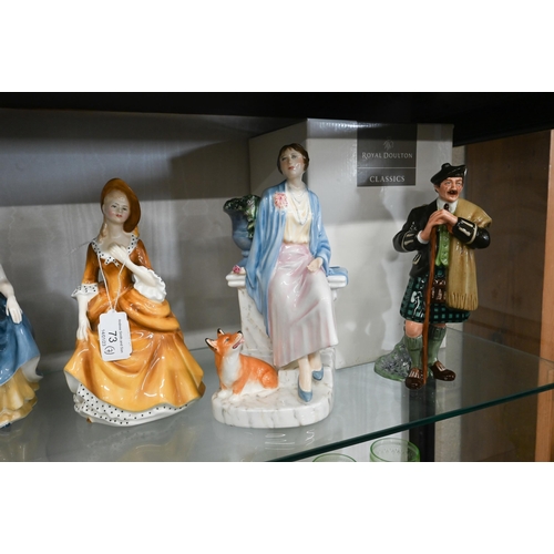 73 - Three vintage Royal Doulton figures - The Old Balloon Seller HN1315, Sweet Anne HN1453 and Priscilla... 