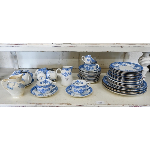 76 - Victorian blue and white part tea service and similar china