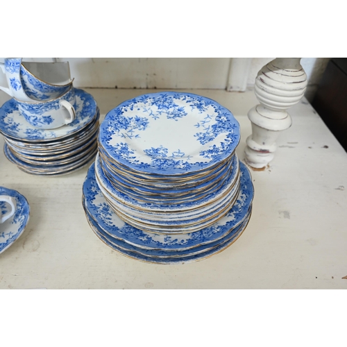 76 - Victorian blue and white part tea service and similar china