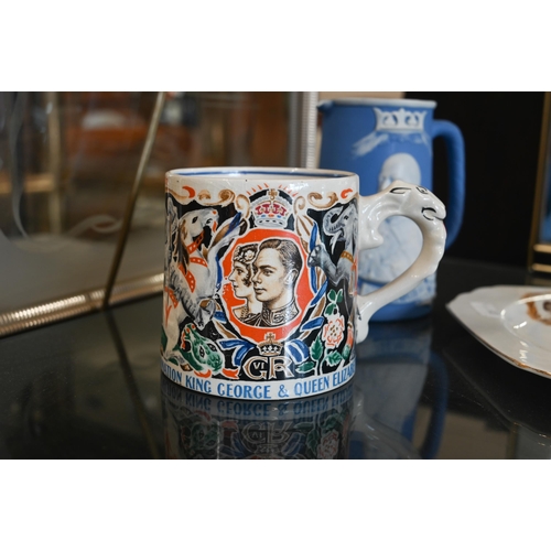 83 - #Myott, Son & Co George VI Coronation mug, designed by Dame Laura Knight, to/w an Edward VII and... 