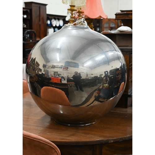 85 - French Faiencerie des Charolles large globular vase with silvered glaze, 55 cm diam