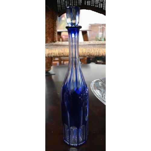 111A - Contemporary design Marquis by Waterford glass bowl, to/w a blue flash liqueur decanter and stopper ... 