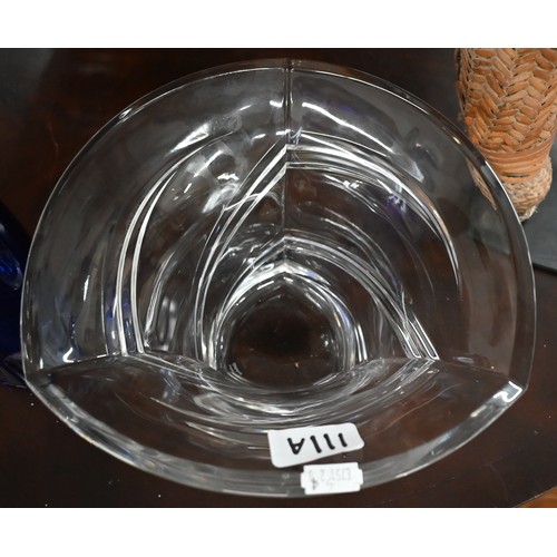 111A - Contemporary design Marquis by Waterford glass bowl, to/w a blue flash liqueur decanter and stopper ... 