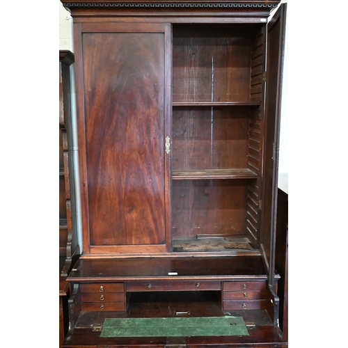 384 - A George III mahogany secretaire chest, the top drawer with fitted interior over a standard drawer a... 