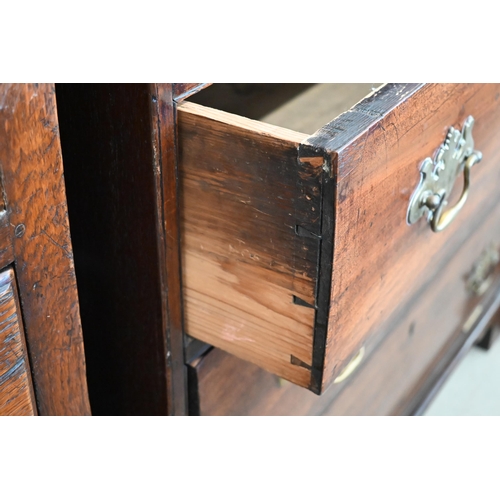 384 - A George III mahogany secretaire chest, the top drawer with fitted interior over a standard drawer a... 