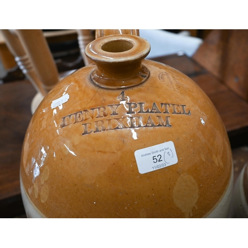52 - Pair of Victorian Doulton & Watts Lambeth Pottery stoneware 2-gallon barrels 33 cm high to/w a 4... 