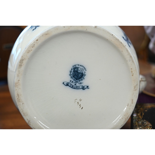 60 - Edwardian Albion Pottery 'Truro' blue and white printed ewer and basin