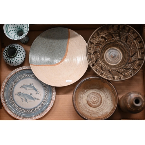 68 - Seven various pieces of studio stoneware (box)