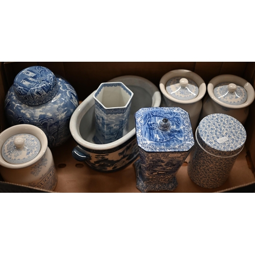 70 - Various Victorian and later blue and white transfer-printed tableware (2 boxes)