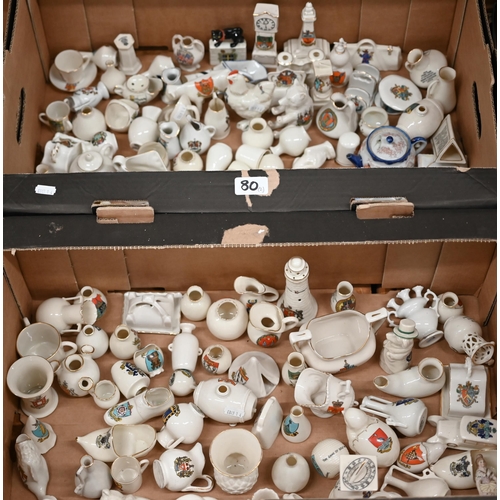 80 - Collection of approx 130 Goss and other crested china ornaments to/w various other souvenir china (2... 