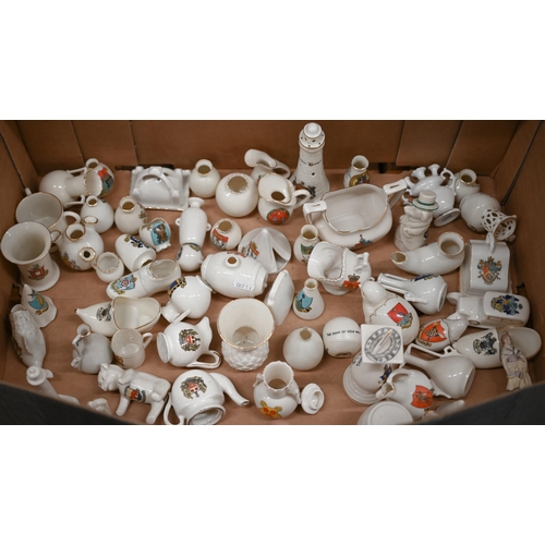 80 - Collection of approx 130 Goss and other crested china ornaments to/w various other souvenir china (2... 