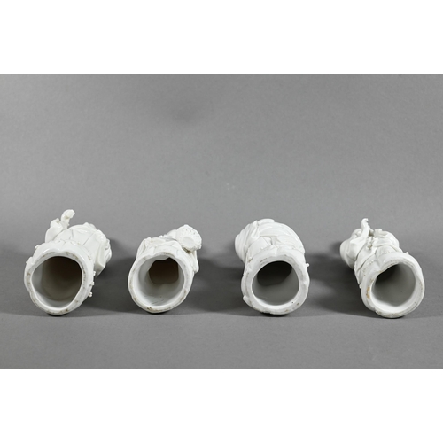 509 - Four late 19th or early 20th century Chinese blanc-de-chine dehua porcelain figures of Daoist immort... 