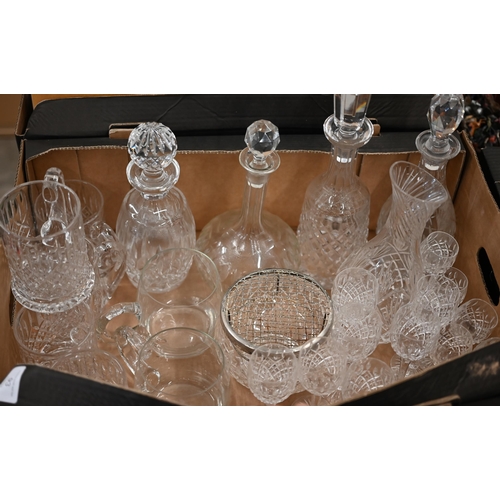 75 - Five Stuart crystal pint mugs to/w various port and sherry glasses, rose bowl, four decanters etc (b... 