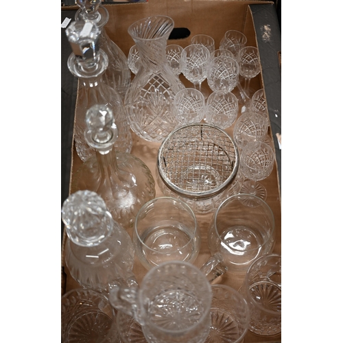 75 - Five Stuart crystal pint mugs to/w various port and sherry glasses, rose bowl, four decanters etc (b... 