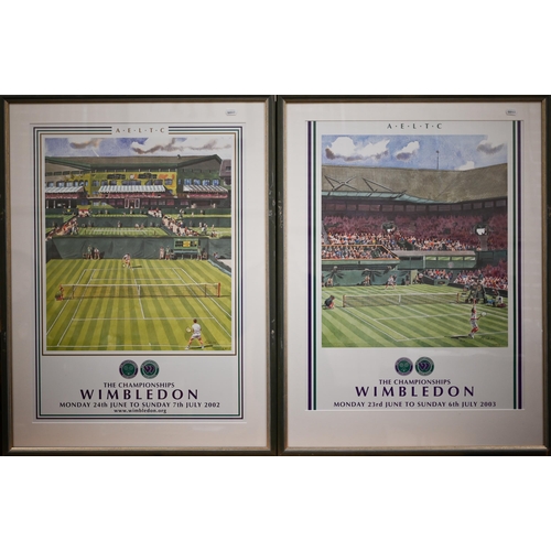 321 - Thirteen Wimbledon Championship framed posters, approx 83 x 63 framed size, 1995, 1997, 1998, 2000, ... 