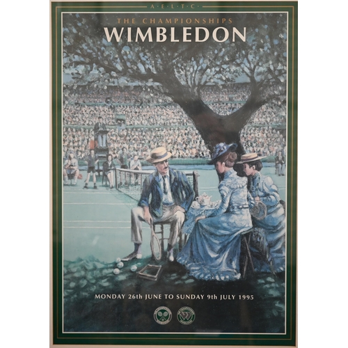 321 - Thirteen Wimbledon Championship framed posters, approx 83 x 63 framed size, 1995, 1997, 1998, 2000, ... 