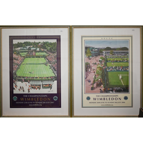 321 - Thirteen Wimbledon Championship framed posters, approx 83 x 63 framed size, 1995, 1997, 1998, 2000, ... 