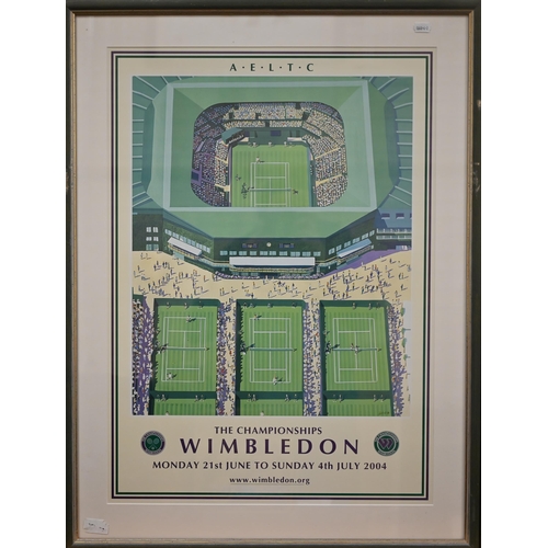 321 - Thirteen Wimbledon Championship framed posters, approx 83 x 63 framed size, 1995, 1997, 1998, 2000, ... 