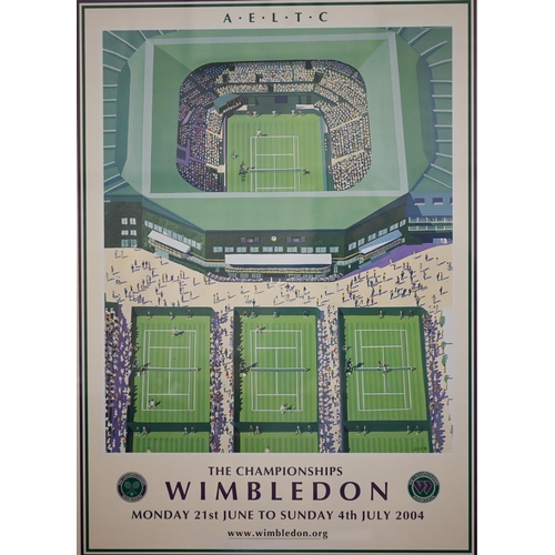 321 - Thirteen Wimbledon Championship framed posters, approx 83 x 63 framed size, 1995, 1997, 1998, 2000, ... 