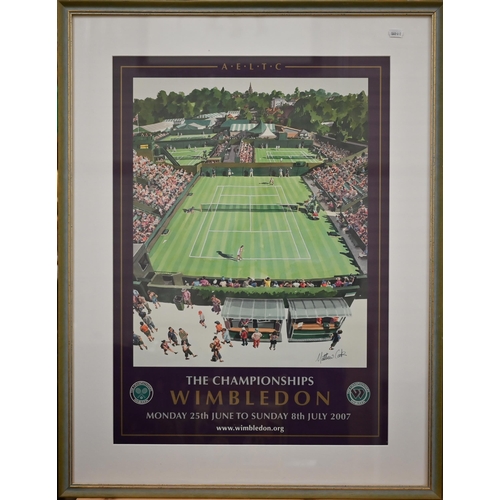 321 - Thirteen Wimbledon Championship framed posters, approx 83 x 63 framed size, 1995, 1997, 1998, 2000, ... 