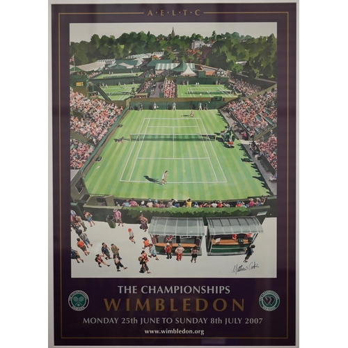 321 - Thirteen Wimbledon Championship framed posters, approx 83 x 63 framed size, 1995, 1997, 1998, 2000, ... 