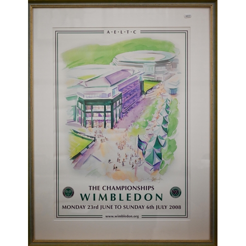 321 - Thirteen Wimbledon Championship framed posters, approx 83 x 63 framed size, 1995, 1997, 1998, 2000, ... 