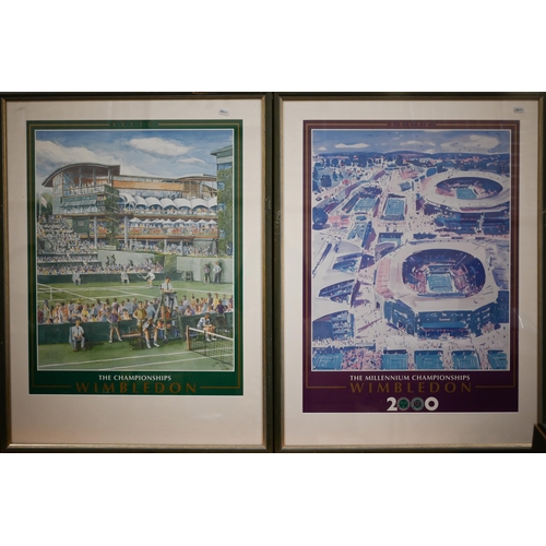 321 - Thirteen Wimbledon Championship framed posters, approx 83 x 63 framed size, 1995, 1997, 1998, 2000, ... 