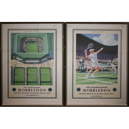 321 - Thirteen Wimbledon Championship framed posters, approx 83 x 63 framed size, 1995, 1997, 1998, 2000, ... 