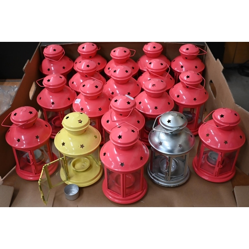 131 - Sixteen Ikea pink tea-light lanterns and two other similar lanterns (box)