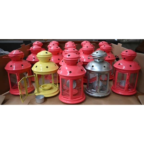 131 - Sixteen Ikea pink tea-light lanterns and two other similar lanterns (box)