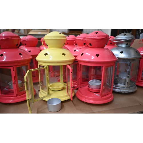 131 - Sixteen Ikea pink tea-light lanterns and two other similar lanterns (box)